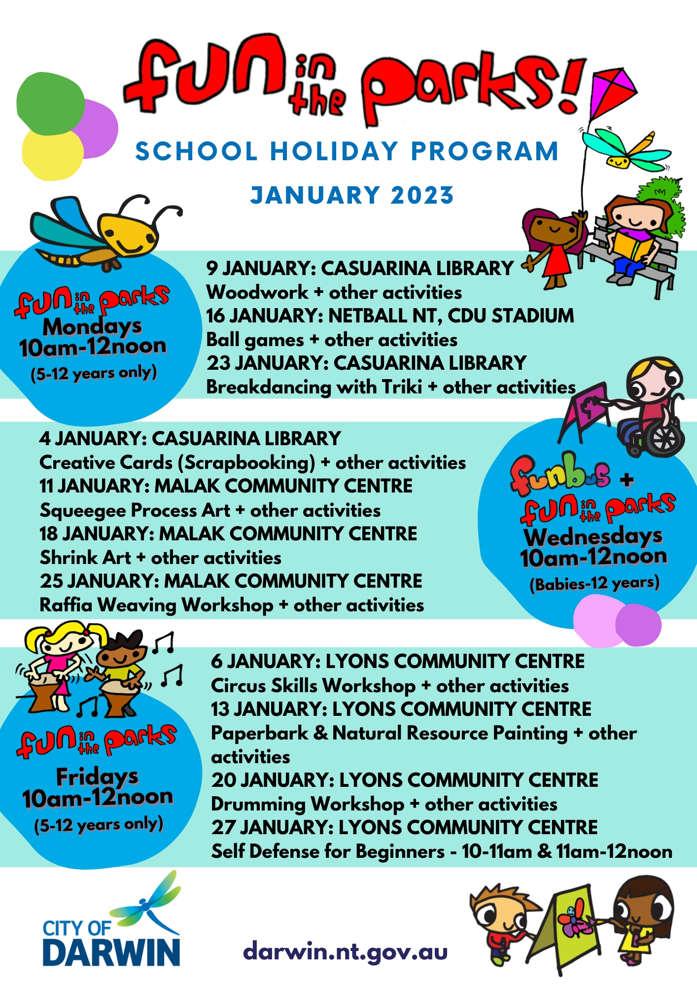 Fun in the Parks School Holiday Program Casuarina Library City of